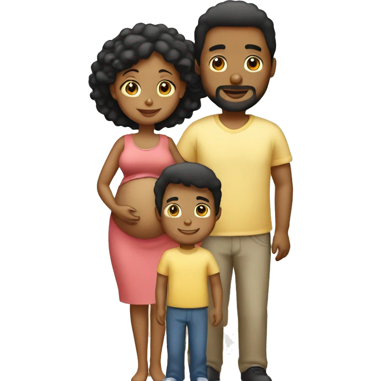 Family;blonde-haired-pregnant-mother, black-haired-dad emoji
