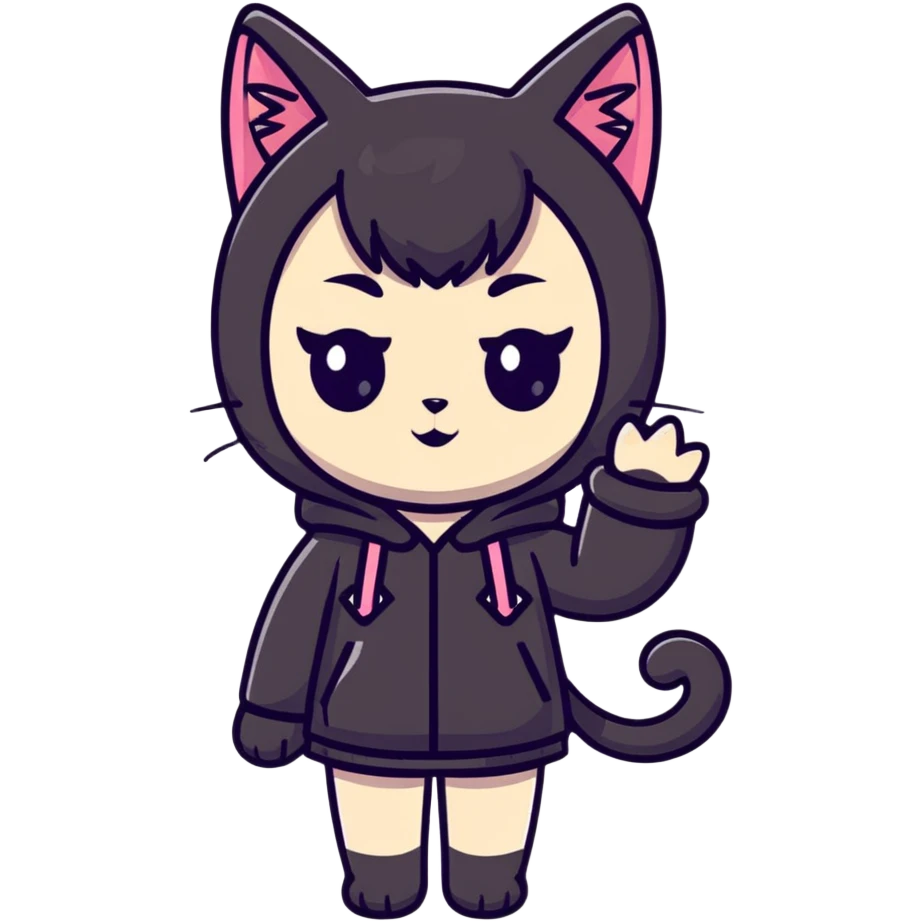 catgirl with big eyes and cat ears, anime inspired emoji