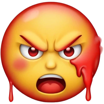 create an emoji that is choking itself with an angry expression emoji
