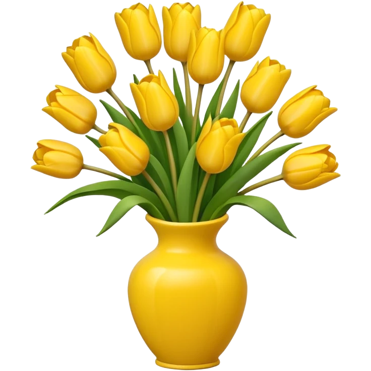 bouquet of yellow tulips in a vase, minimal and happy, emoji style emoji