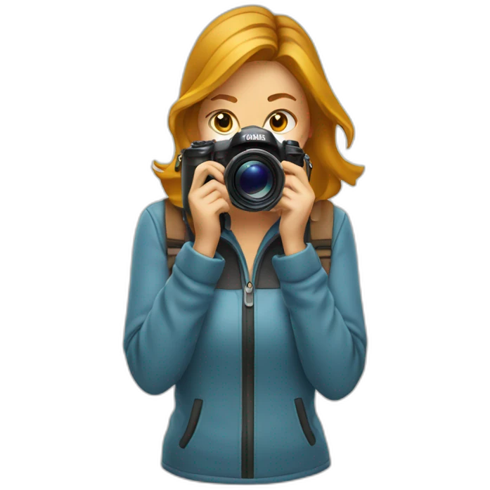 woman photographer camera covering face emoji