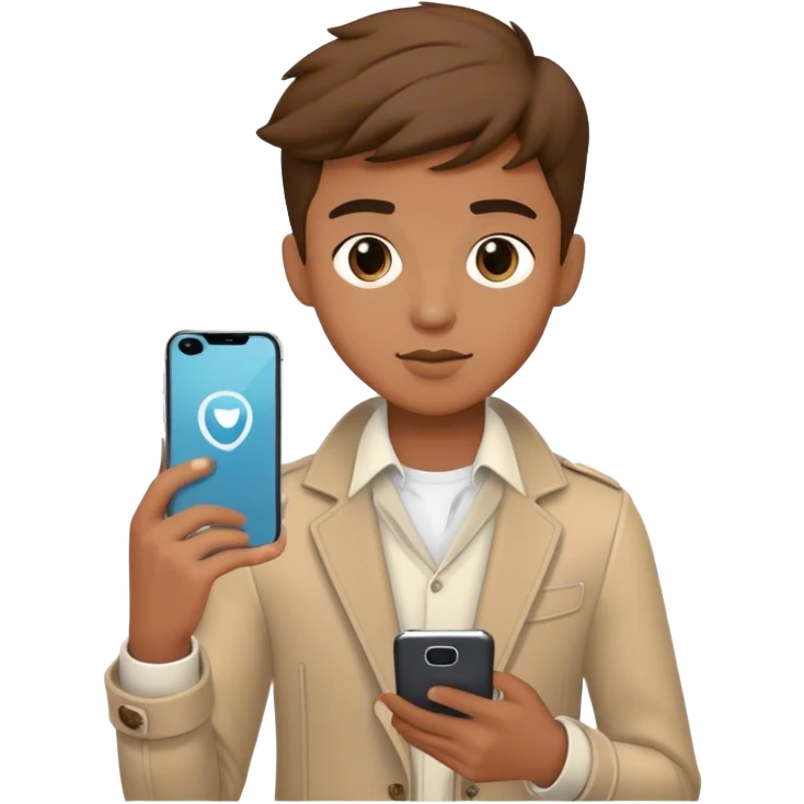 stylish boy with phone outfit emoji