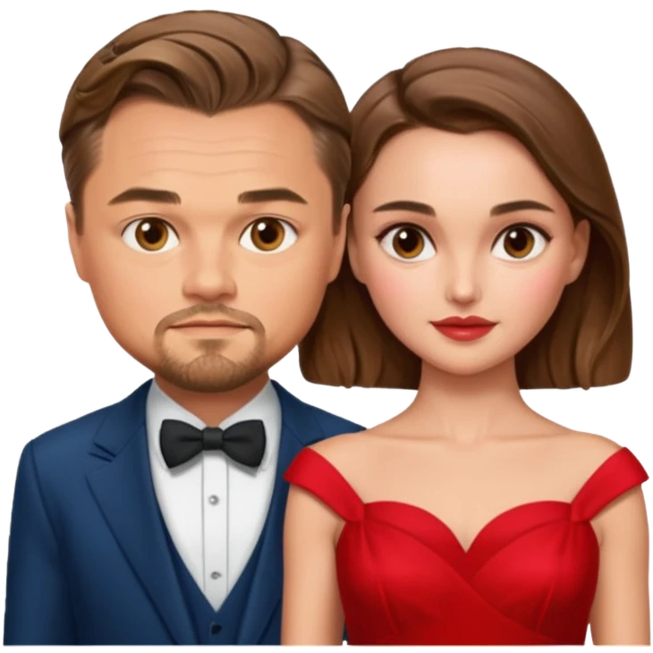 leonardo di caprio and Natalie Portman in a red dress emoji
