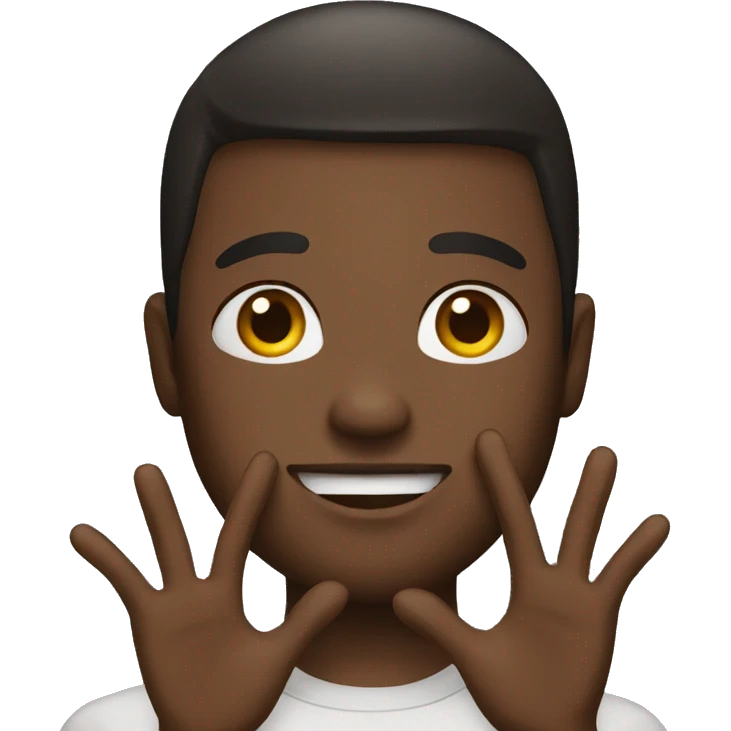 A black man with his hands straight up emoji