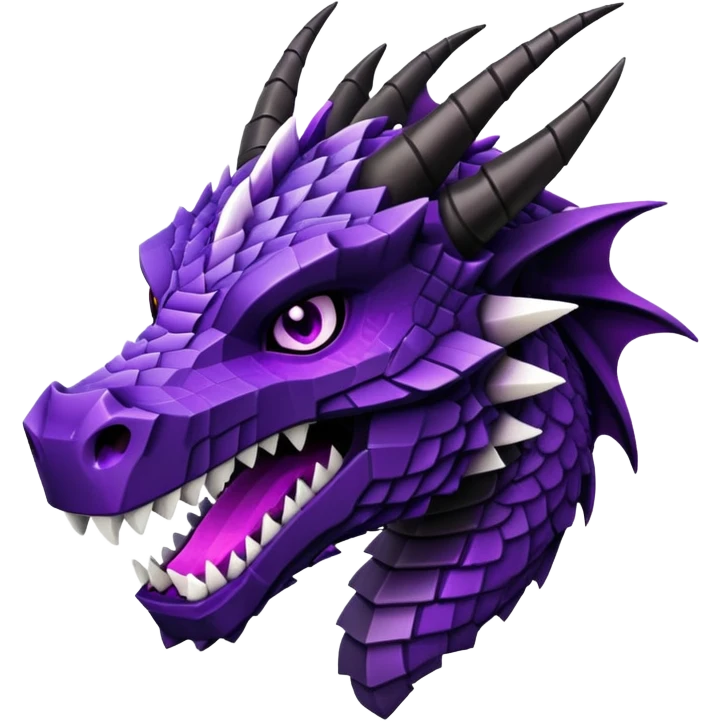 Minecraft black dragon head with purple eyes emoji