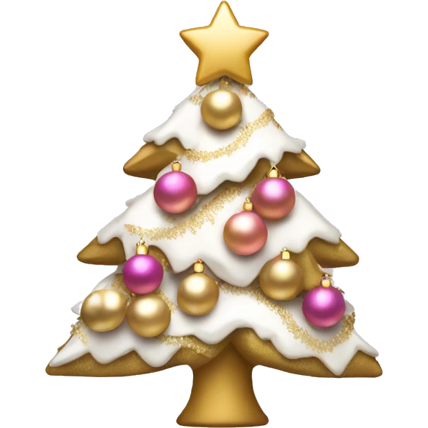 christmas tree with pink and gold and white decorations emoji