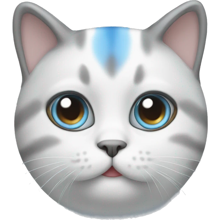 white and gray chubby cat with blue eyes emoji