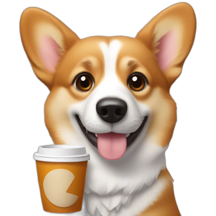 corgi holding a cup of coffe emoji