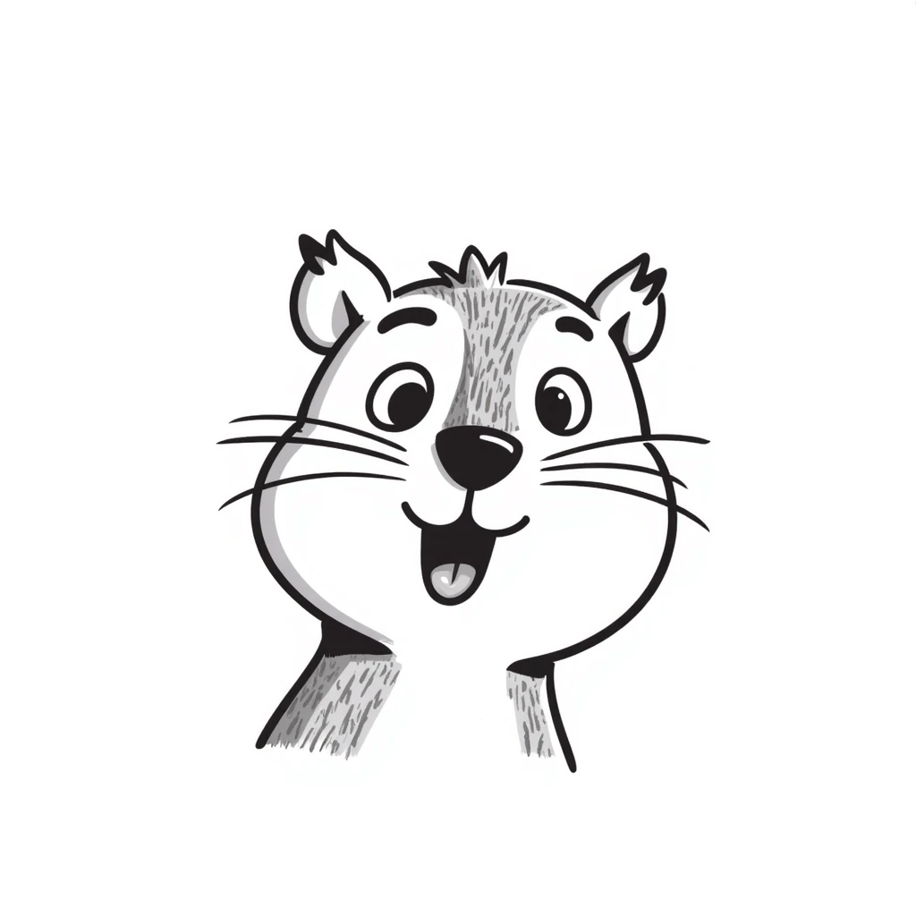 Hand-drawn squirrel with large visible drool dripping down from mouth, starving expression emoji