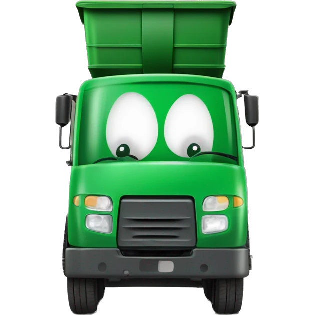 camion poubelle électrique vert long avec un logo éclair sur la benne emoji