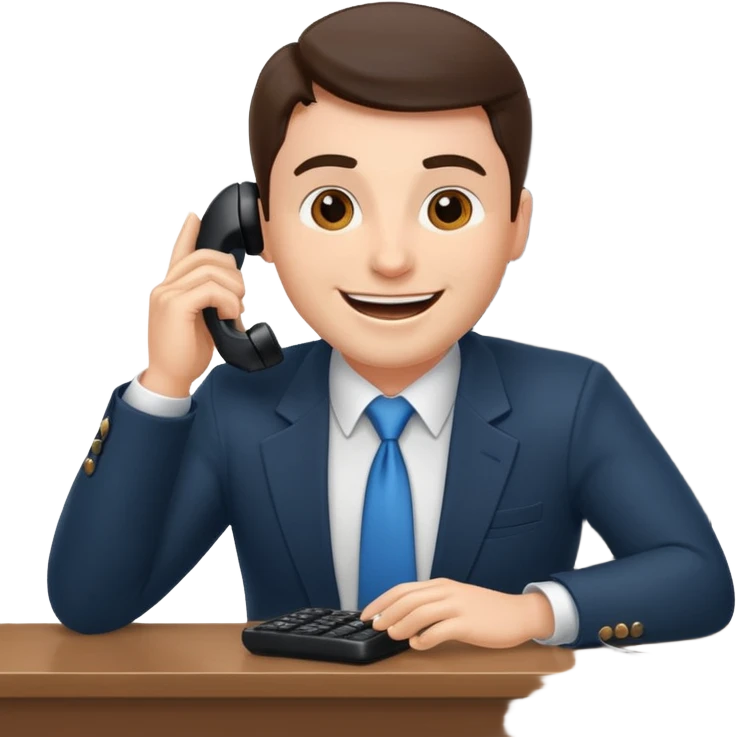 excited office boss on phone at his desk emoji