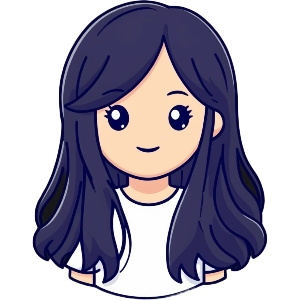 cute girl with long hair emoji