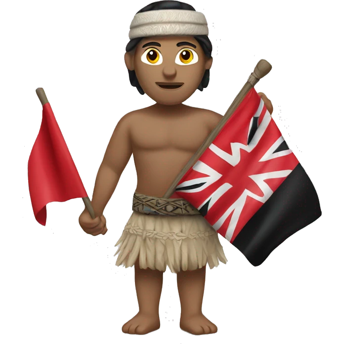 Maori holding a red, white and black flag emoji