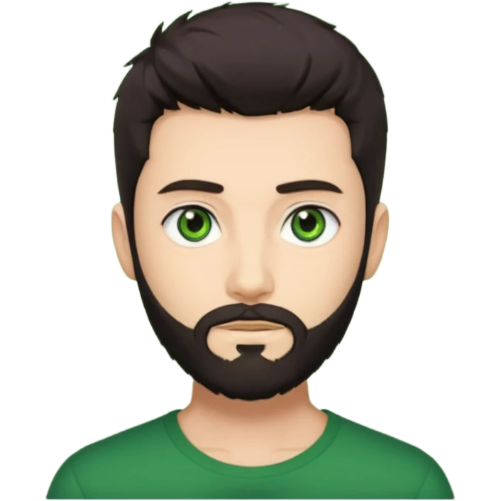 Man with a short full beard, Styled hair, Best looking man in the planet, onepiece style dark hair, green ejey, more anime style emoji