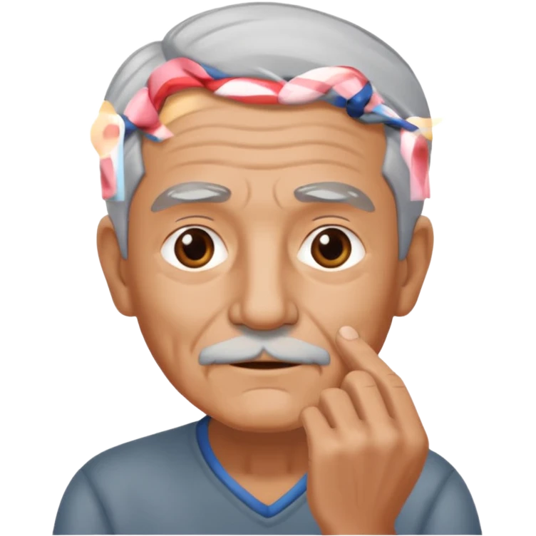 Old man holding a 6 and a 7 emoji