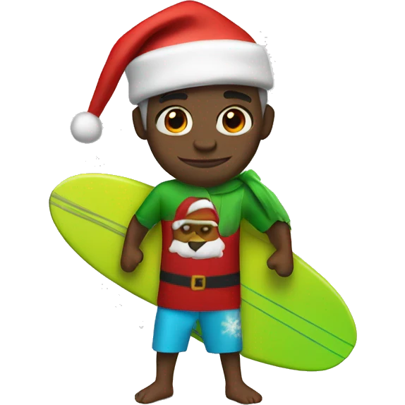 Tres surfing with Santa outfit emoji
