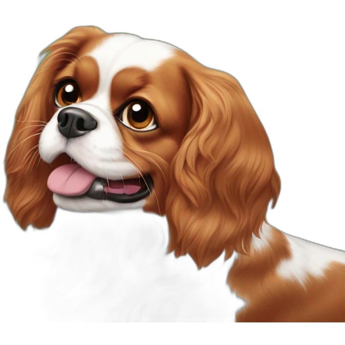 Un cavalier King Charles qui joue avec des papillons emoji