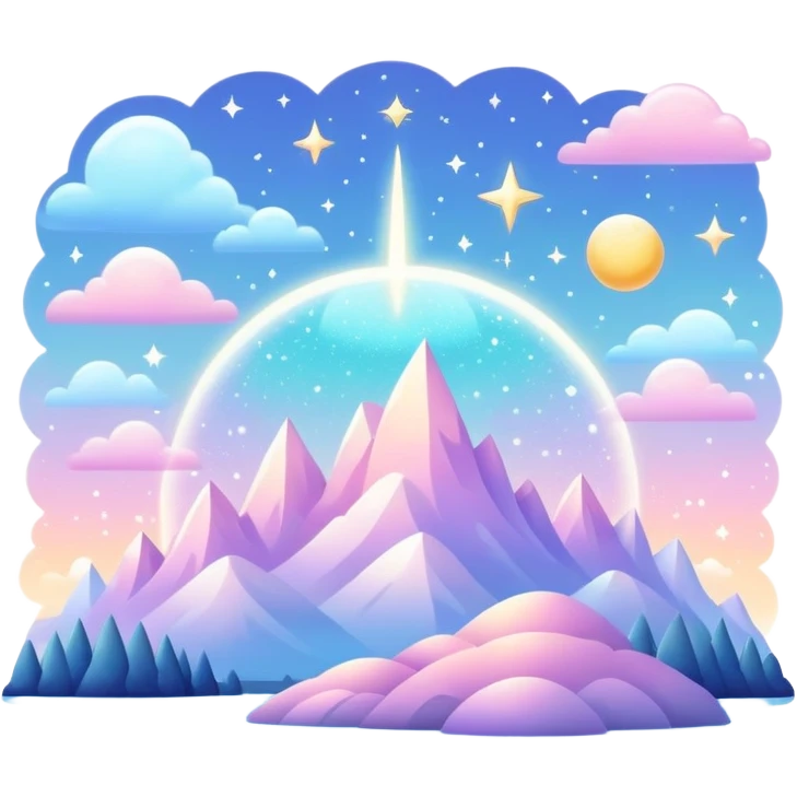 Pastel divine celestial glistening glossy sparkly shiny glittery scenery  emoji
