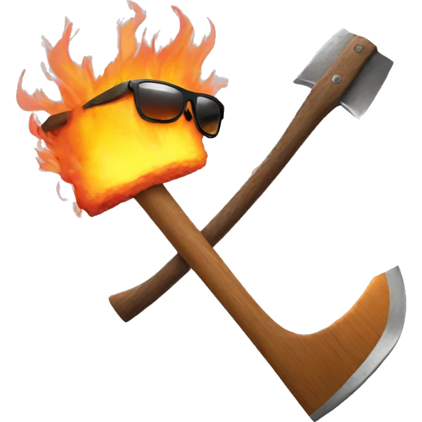 Axe on fire with sunglasses  emoji