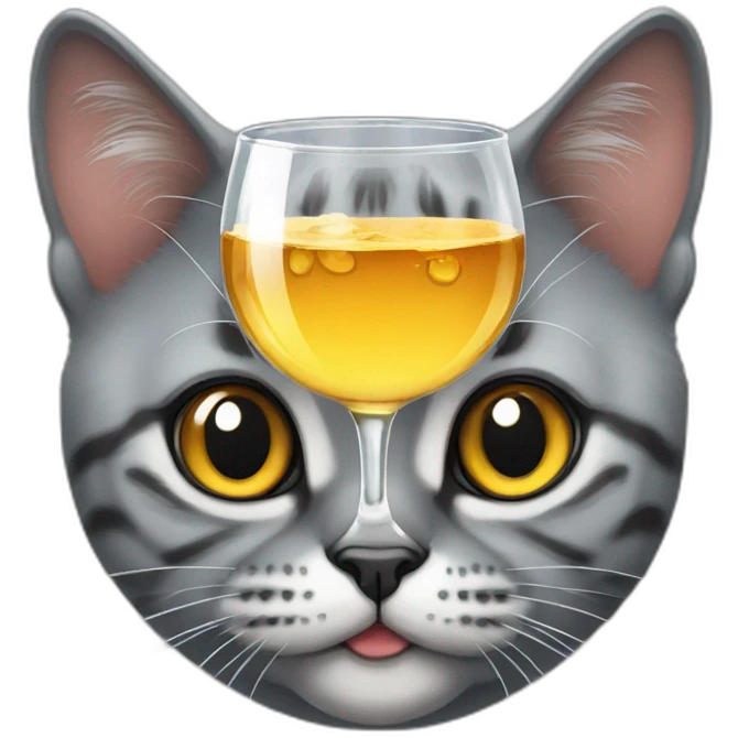 British cat with a glass emoji