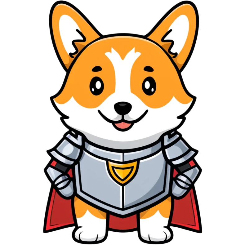 Corgi wearing knight outfit emoji
