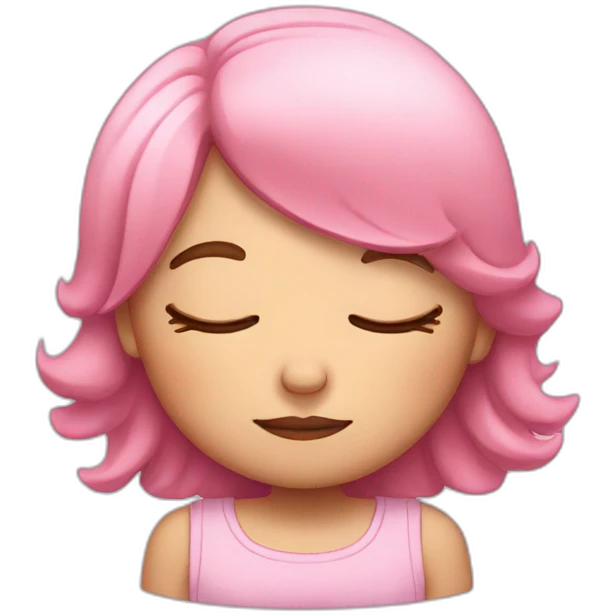 a sleepy girl with pink hair emoji