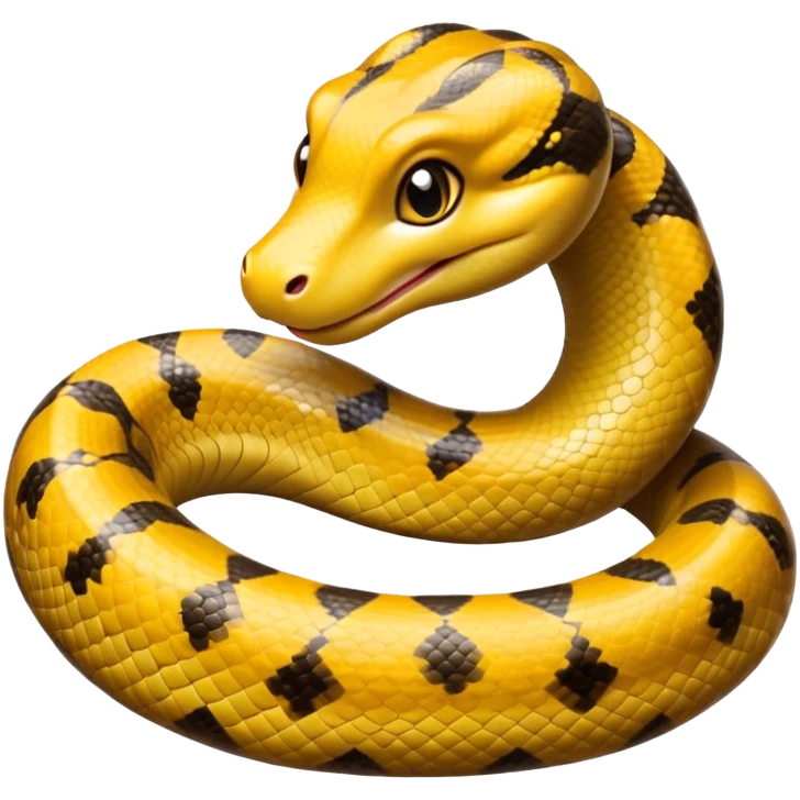 cinematic-cute-anaconda-portrait-emoji,-head-tilted-playfully-and-inquisitively,-with-a-sleek,-shimmering-body-adorned-with-detailed-scale-sriped patterns-and-round,-sparkling-eyes-full-of-wonder,-simplified-yet-irresistibly-adorable-features emoji