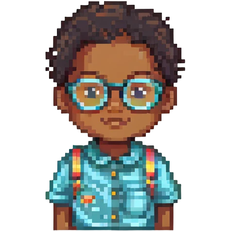 Black child wearing glasses emoji