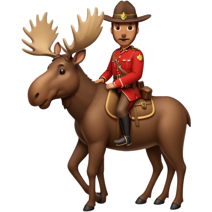 A moose with a mountie on the back emoji