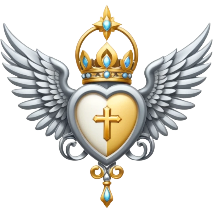 Holy Saint  Emblem with Silver wings emoji