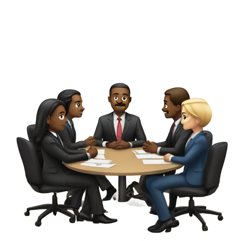 5 people business meeting sitting at a table emoji