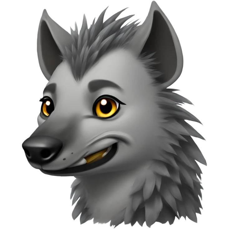 Gray hyena with hawk hair style grinning  emoji