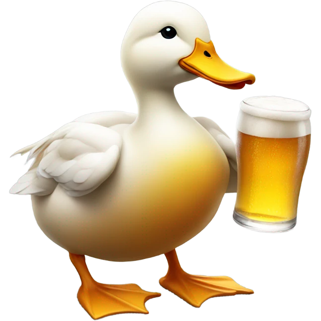 real duck holding a beer emoji