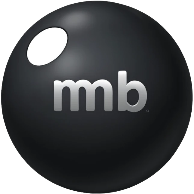 Black Ball with MB written on in the middle of it. Nothing else no holes or anything. emoji