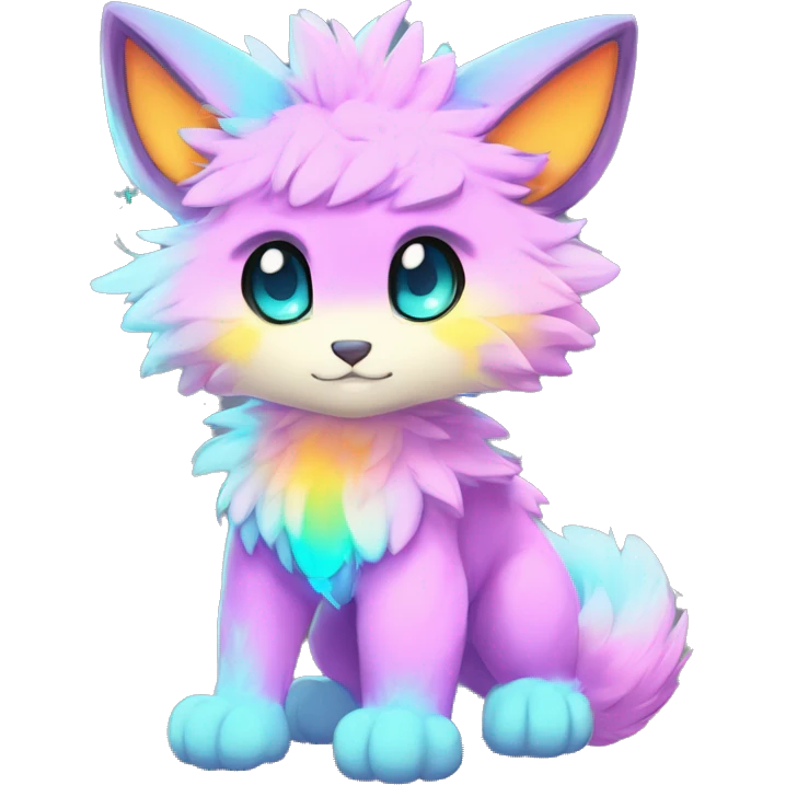 Anthro Fluffy Cool Cute Magical Elemental Shiny Colorful Neon Vibrant Colors Sparkle Kemono-style Chibi Fantasy-Animal-Fakémon-Pokémon-Hybrid Fur Sona Aesthetic Full Body emoji