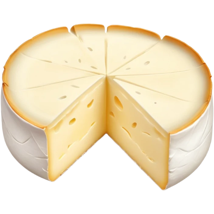 cinematic-realistic-brie-cheese-emoji,-featuring-soft-ripened-cheese-with-a-delicate white rind-rendered-with-lifelike-detail-and-inviting,-natural-lighting emoji