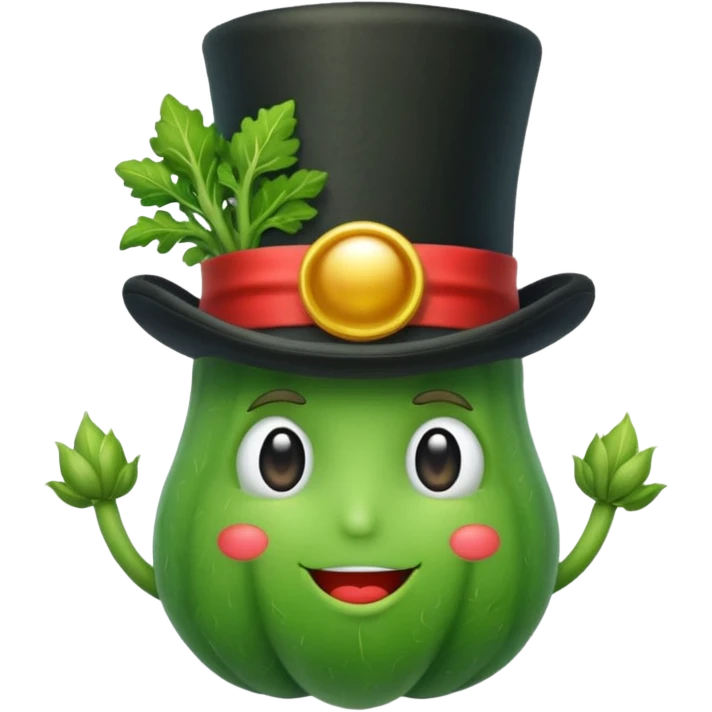 green vegetable with a top hat emoji