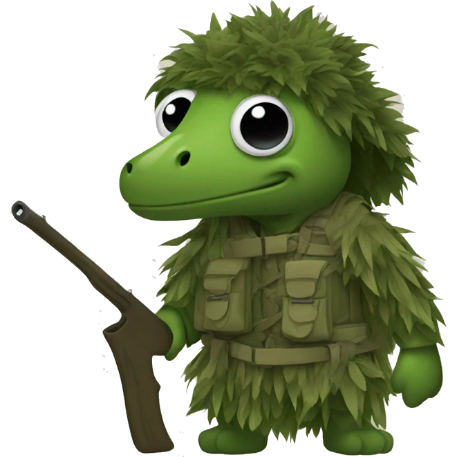 Chamäleon in Ghillie suit emoji