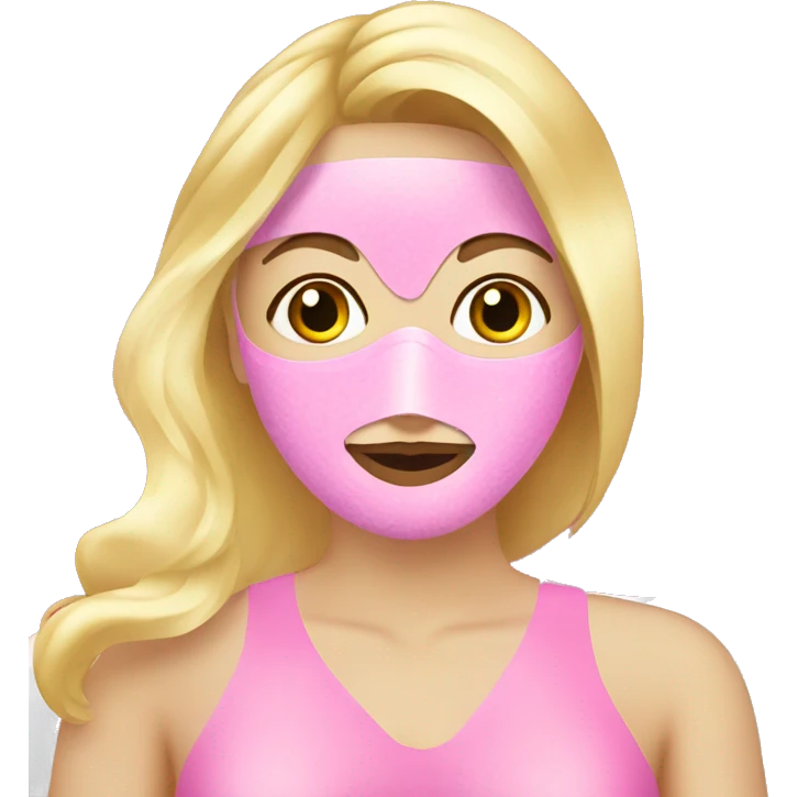 Blonde lady with face mask pink spa relaxing  emoji