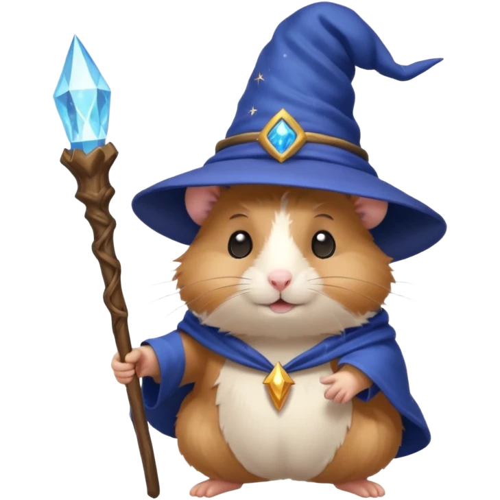 A magical hamster with a wizard hat and wand emoji