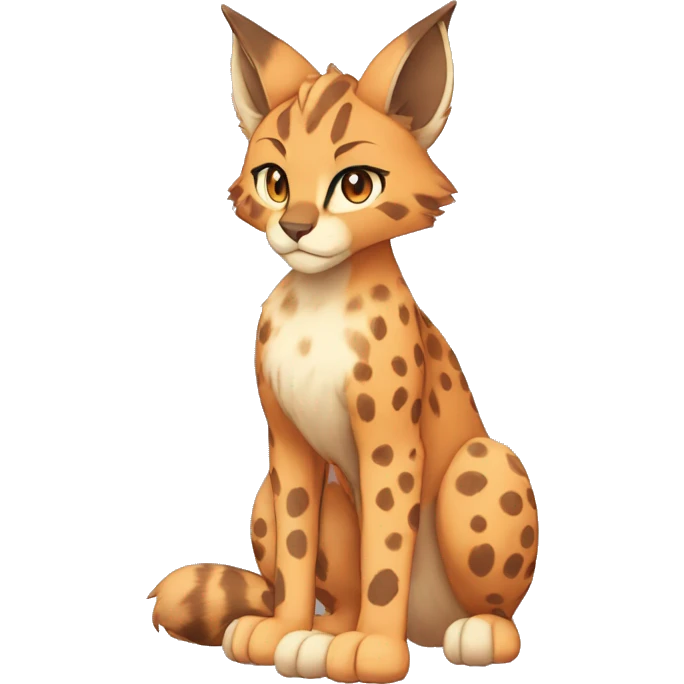 Anthro Beige-Orange-Brown Spotted Fur-Sona-Fakemon Lynx-Caracal Full Body emoji