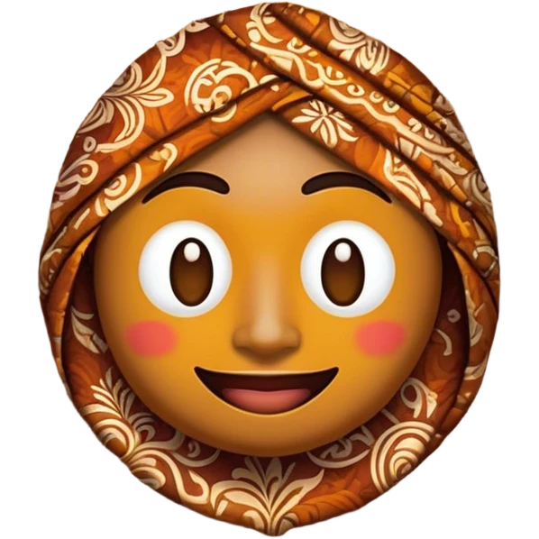 Cinematic Realistic Indonesian Batik Pop Culture Emoji, showcasing intricate, colorful batik patterns rendered with detailed textures and vibrant, cultural lighting. emoji