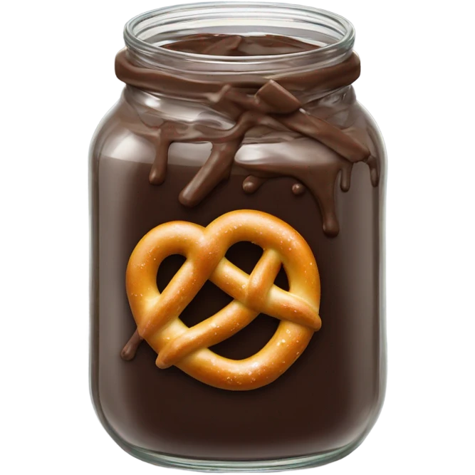 pretzel in a jar with melted chocolate emoji