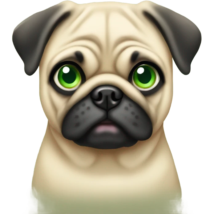 All Tan pug with green eyes emoji