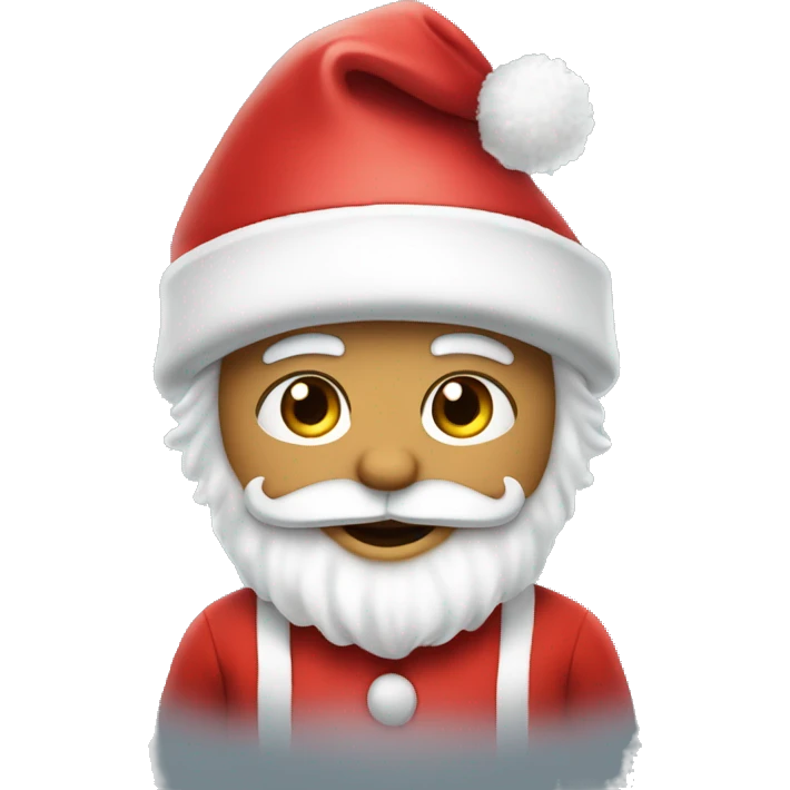 “An adorable Santa with a red suit, fluffy white beard, rosy cheeks, big eyes, and a red hat with a white pom-pom.” emoji