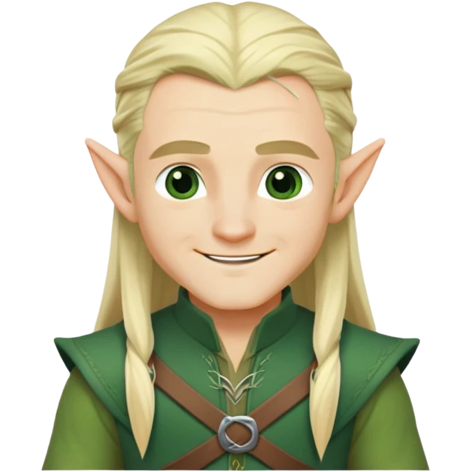 Legolas smiling, pointed ears, green outfit emoji