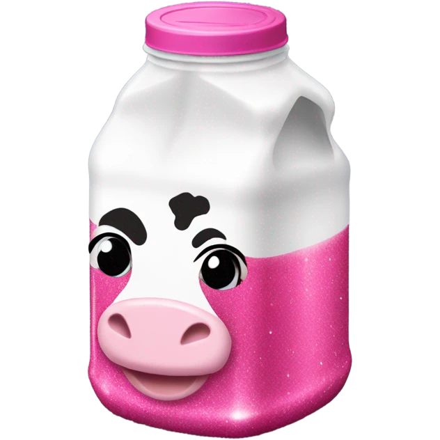 Hot pink gallon of milk with glitter and cow on it emoji