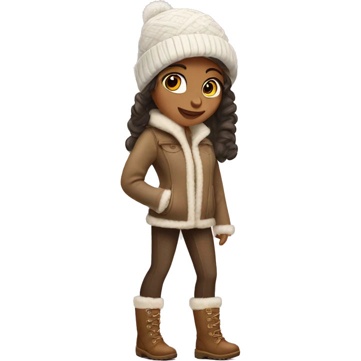 A girl wearing ugg, and a hat for winter emoji