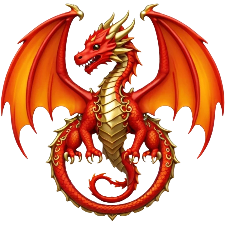 Simple fiery royal Dragon crest/brosch emoji