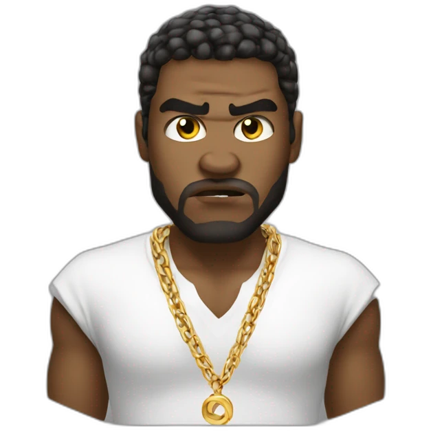 white male angry thug wearing gold chain emoji
